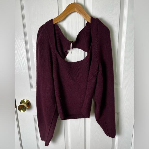 Free People Saffron Ribbed Square Neck Sweater M - Picture 3 of 9